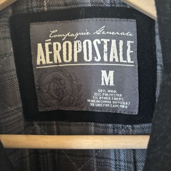 Vintage Aeropostale Compagnie Wool Jacket Size M Black Classic Outdoors Moto 90s - Picture 6 of 11